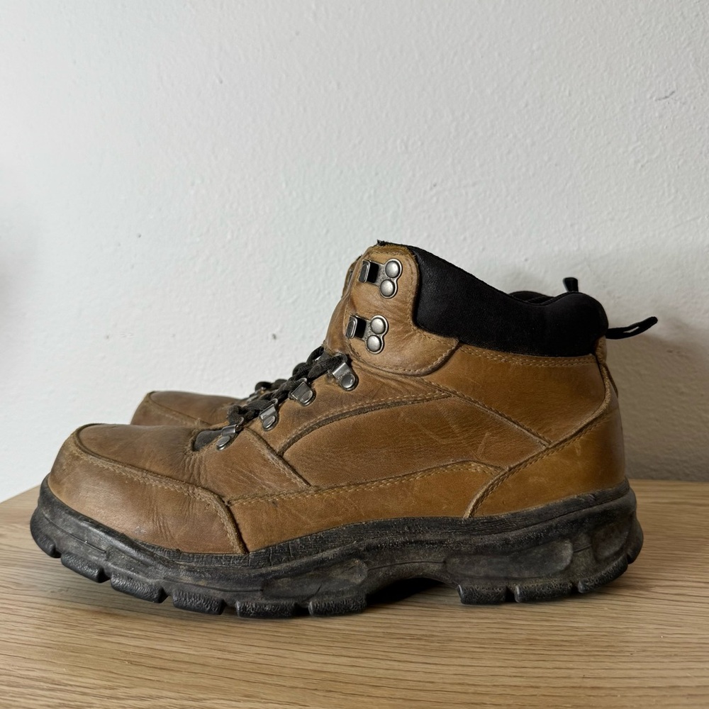 Lands End Tan Nubuck Leather Lace Up Hiking Boots Womens Size 12D 68406